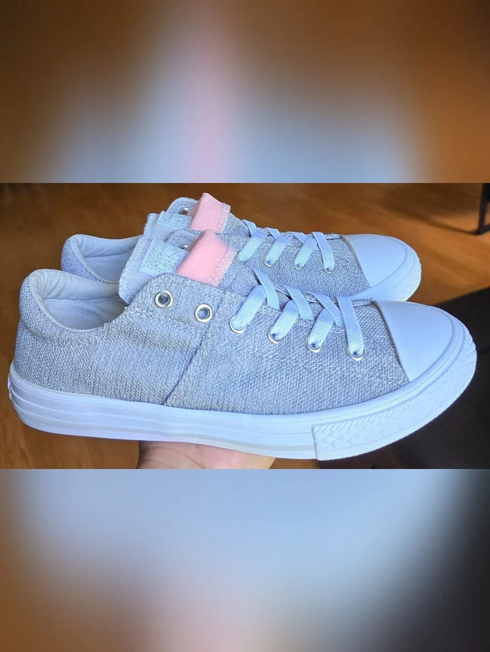 Sz 5 Big Girl's CONVERSE CTAS MADDIE Double Tongue Grey/Storm Pink